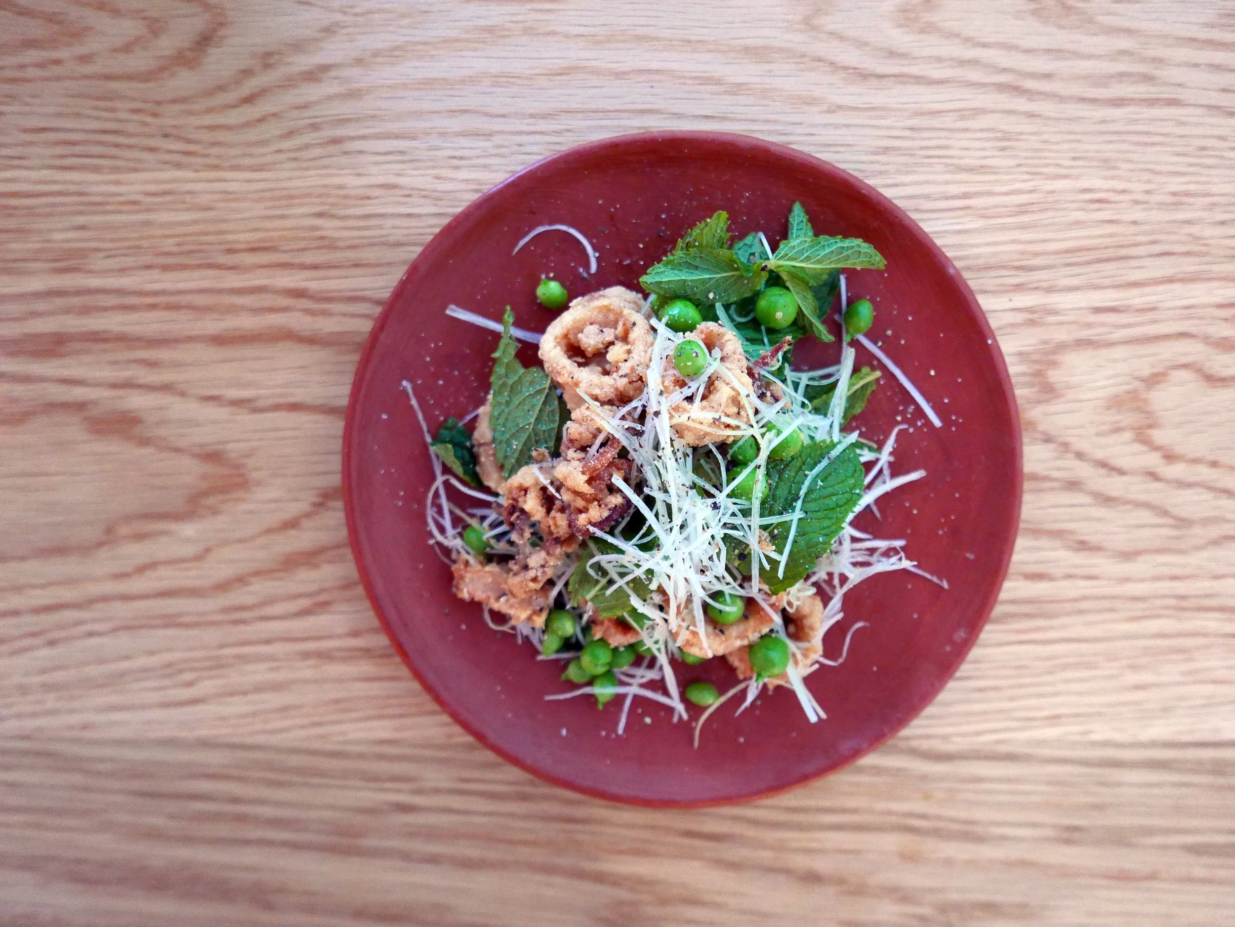Fried Squid, Peas, Mint prepared by Chef Jacob Himmel